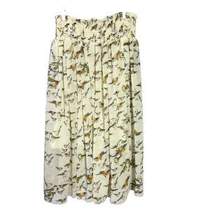 Jackpot Ivory A-Line Skirt One Size Art Wear Birds Boho Statement Piece